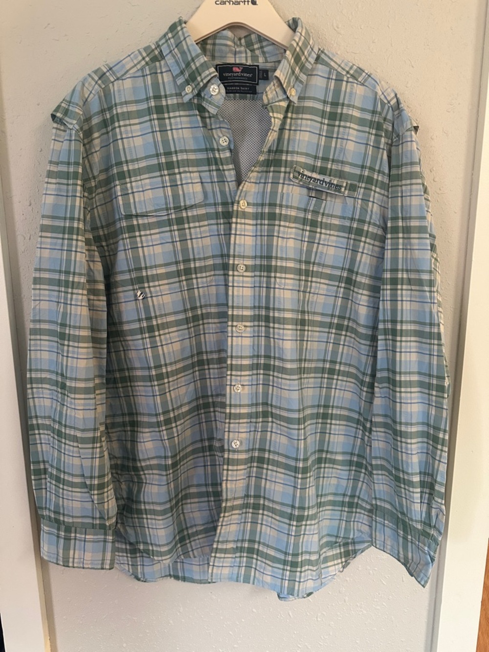 Vineyard Vines Blue and Green Plaid Button-Down Shirt